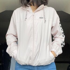 Vans XS Windbreaker Checkerboard Pink Purple Lightweight Jacket Hoodie